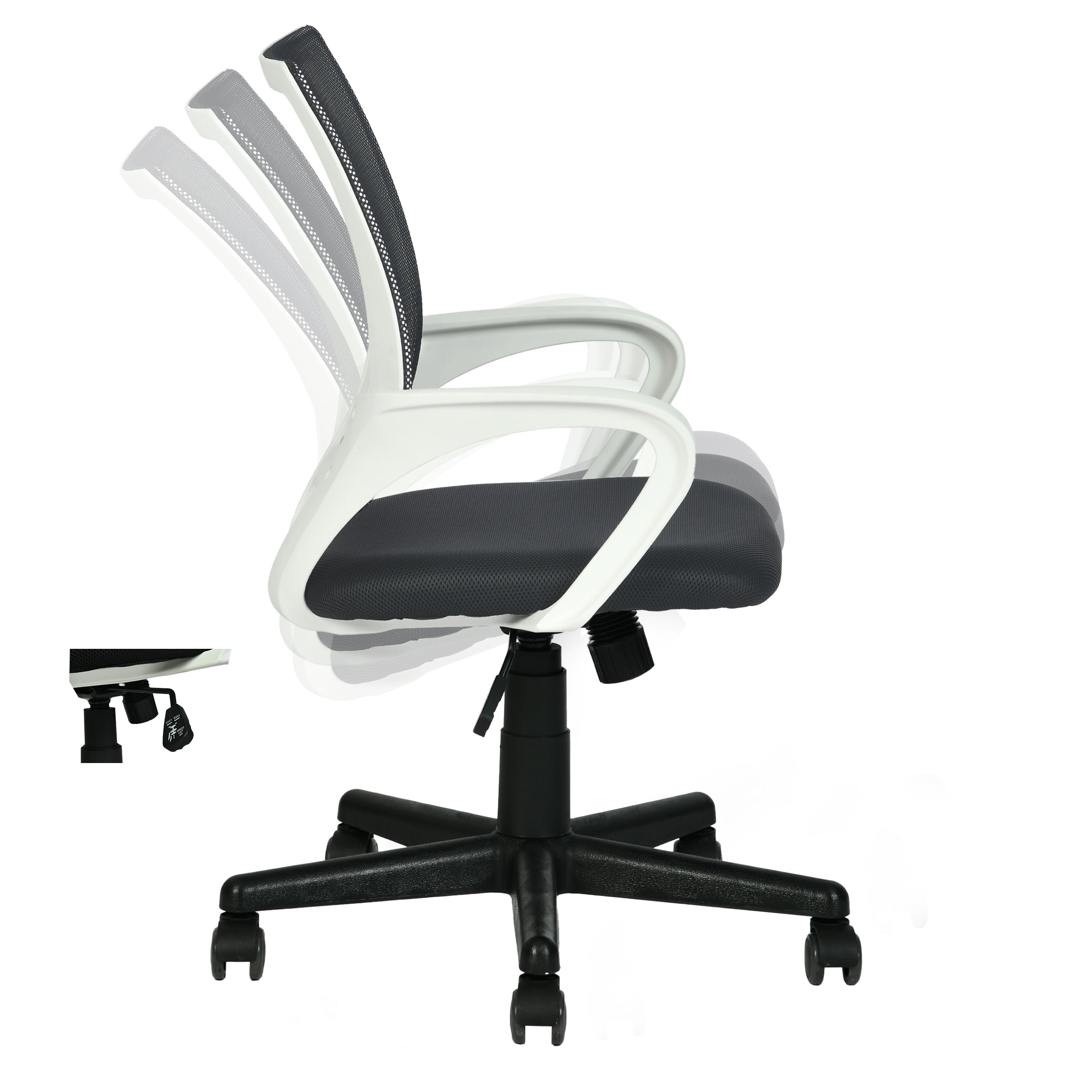 Modern Mesh Office Chair, Ergonomic Adjustable Seat - KITE BLACK W