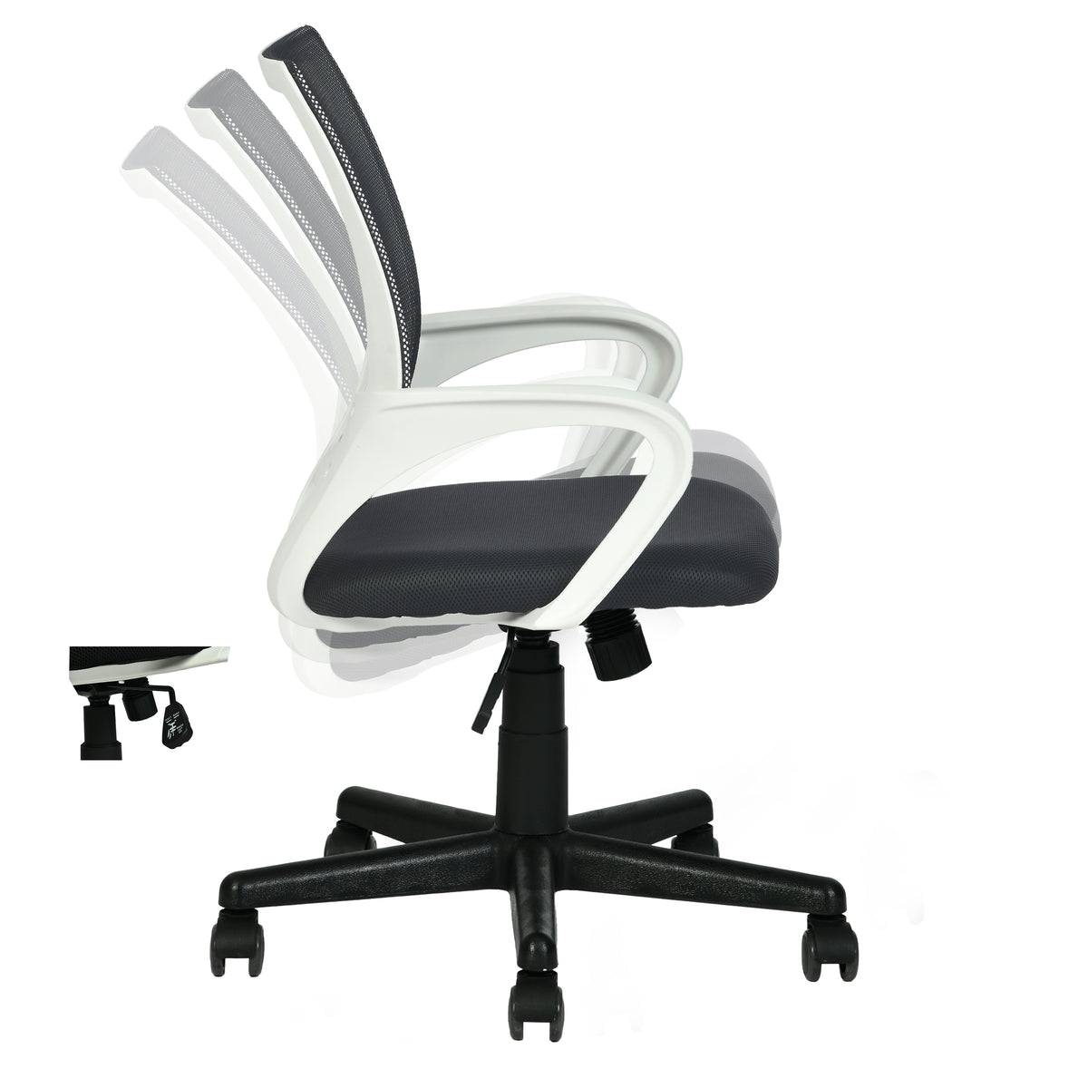 Modern Mesh Office Chair, Ergonomic Adjustable Seat - KITE BLACK W