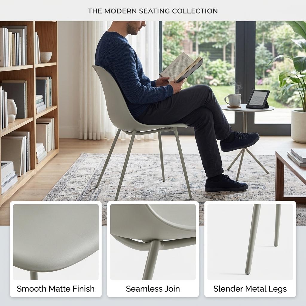 Modern Green Dining Chair, Metal Frame - KONWIN CHAIR GREEN Ⅱ