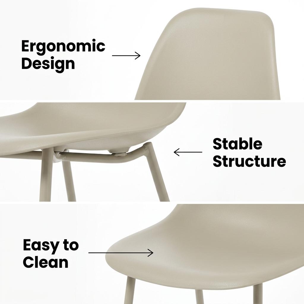 Modern Grey Dining Set, Metal Frame - KONWIN CHAIR GREY 4pc