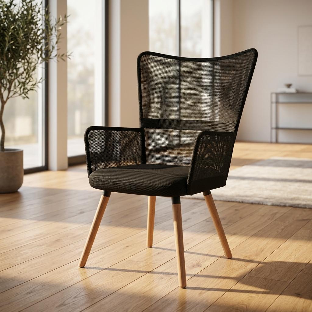 Kas Kd Mesh Wood Leg A Accent Chairs
