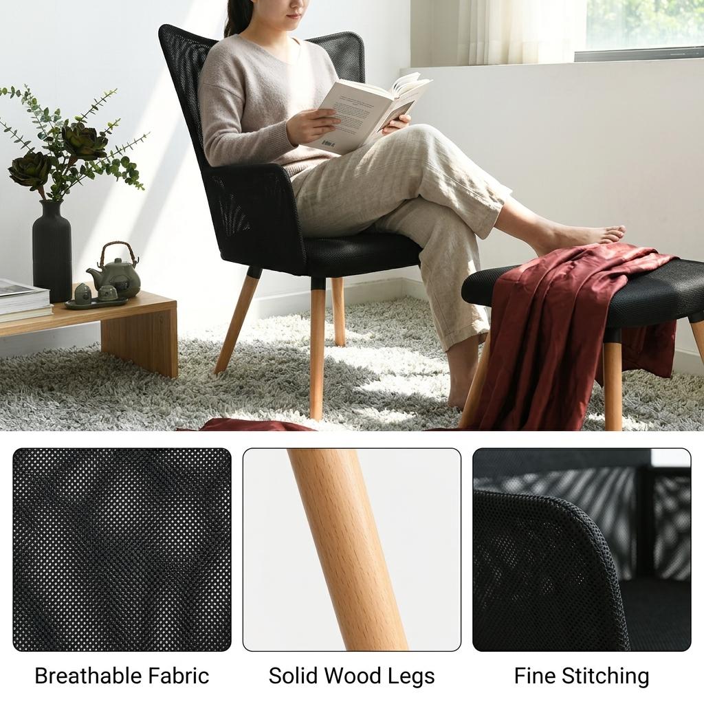 Kas Kd Mesh Wood Leg A Accent Chairs