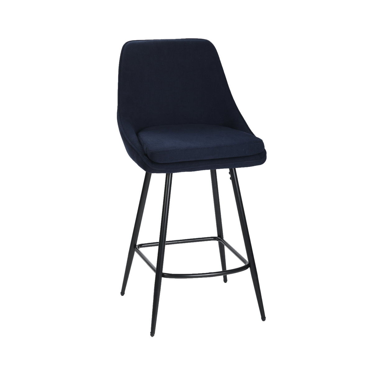 Modern Corduroy Bar Stool, Metal Frame - LAKERS H66 BLUE