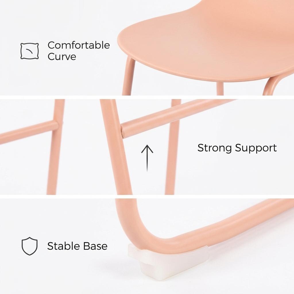 Modern Bar Stool, PP Seat & Metal Legs - LAMER TERRACOTTA