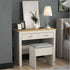 Modern Grey Vanity, MDF Melamine Finish - LANCASTER 2 Drawer Dressing Table Set
