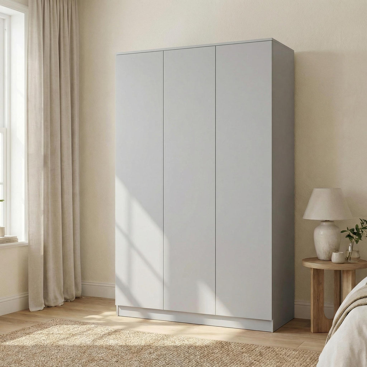 Modern Grey Storage, Melamine Finish - LANCASTER 3 Door Wardrobe