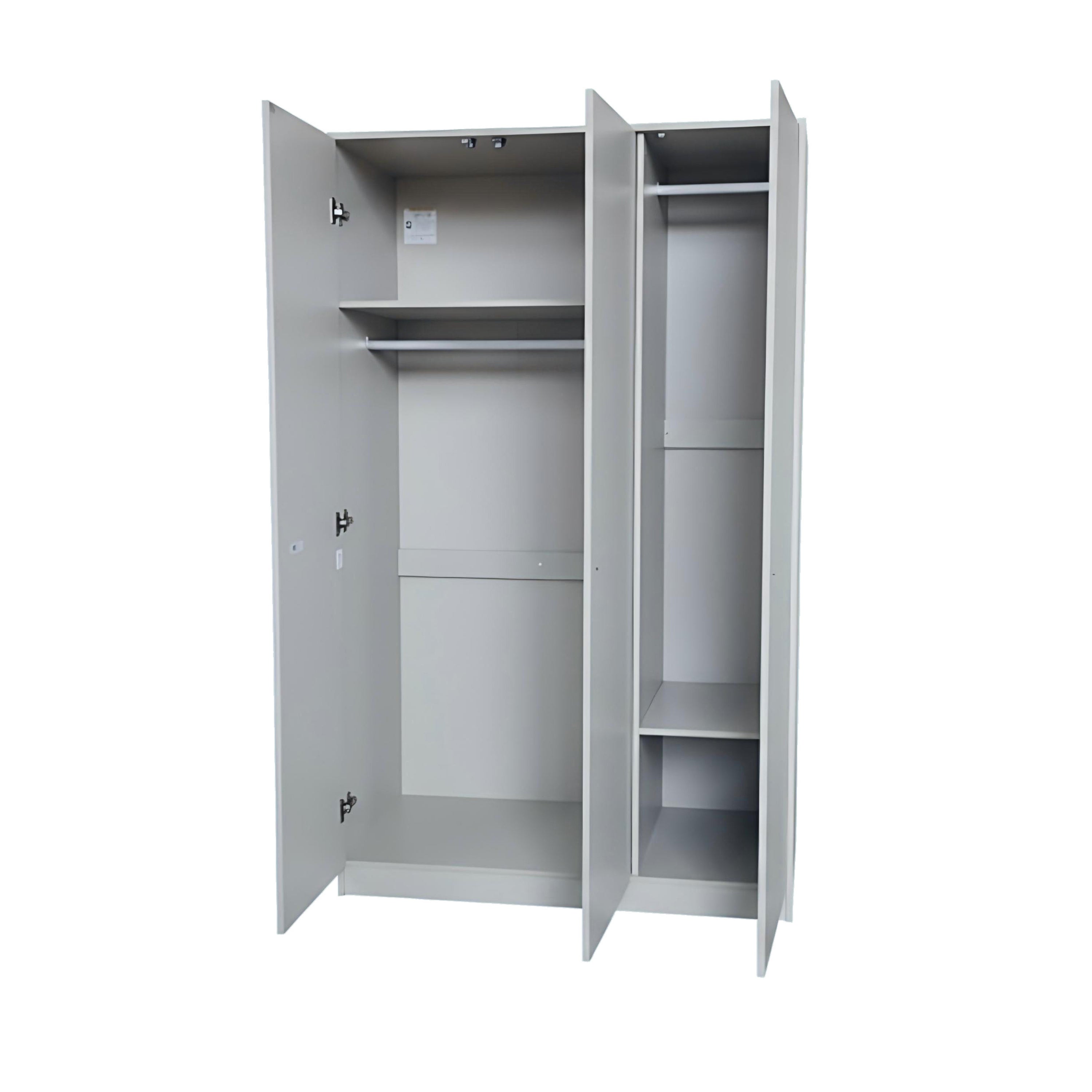 Modern Grey Storage, Melamine Finish - LANCASTER 3 Door Wardrobe