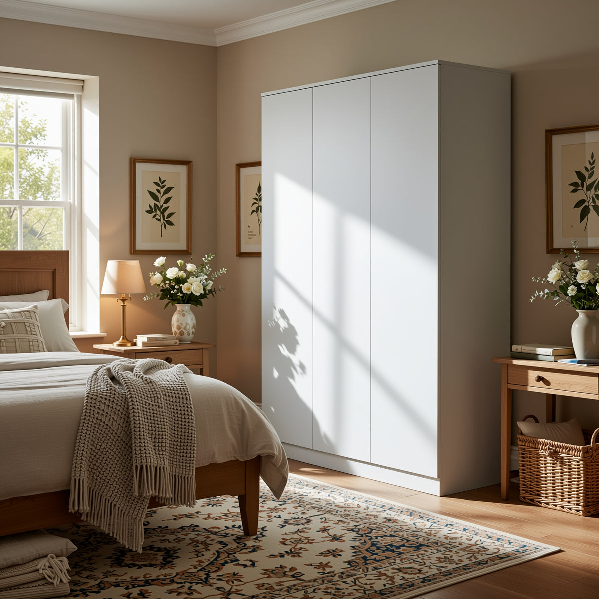 Modern Grey Storage, Melamine Finish - LANCASTER 3 Door Wardrobe