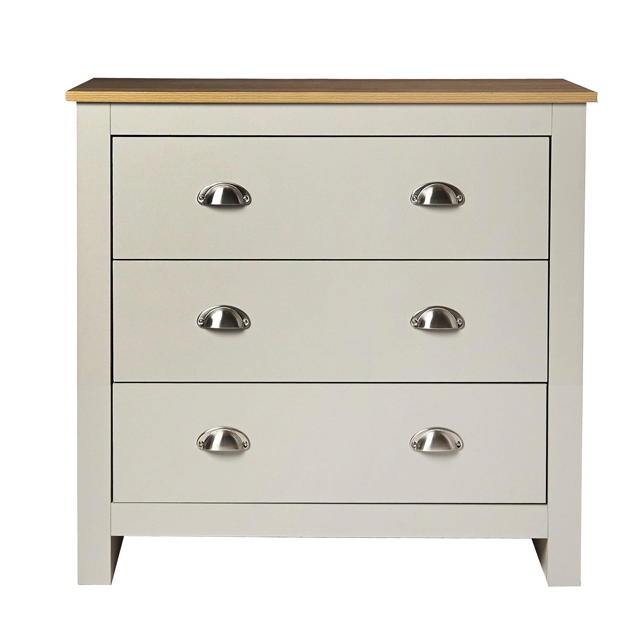 Modern Grey Storage, Melamine Finish - LANCASTER 3 Drawers Chest