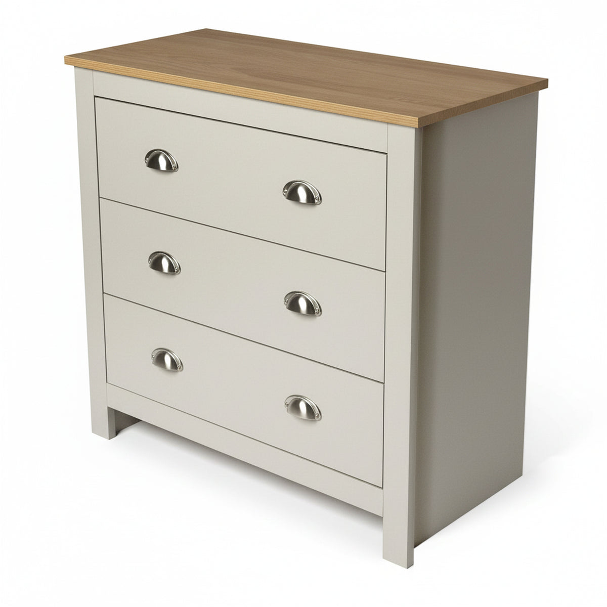 Modern Grey Storage, Melamine Finish - LANCASTER 3 Drawers Chest