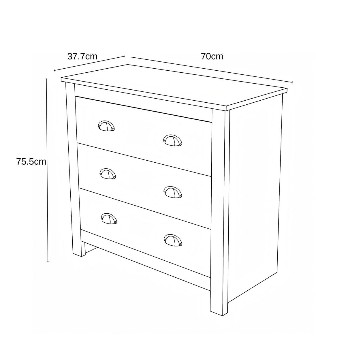 Modern Grey Storage, Melamine Finish - LANCASTER 3 Drawers Chest