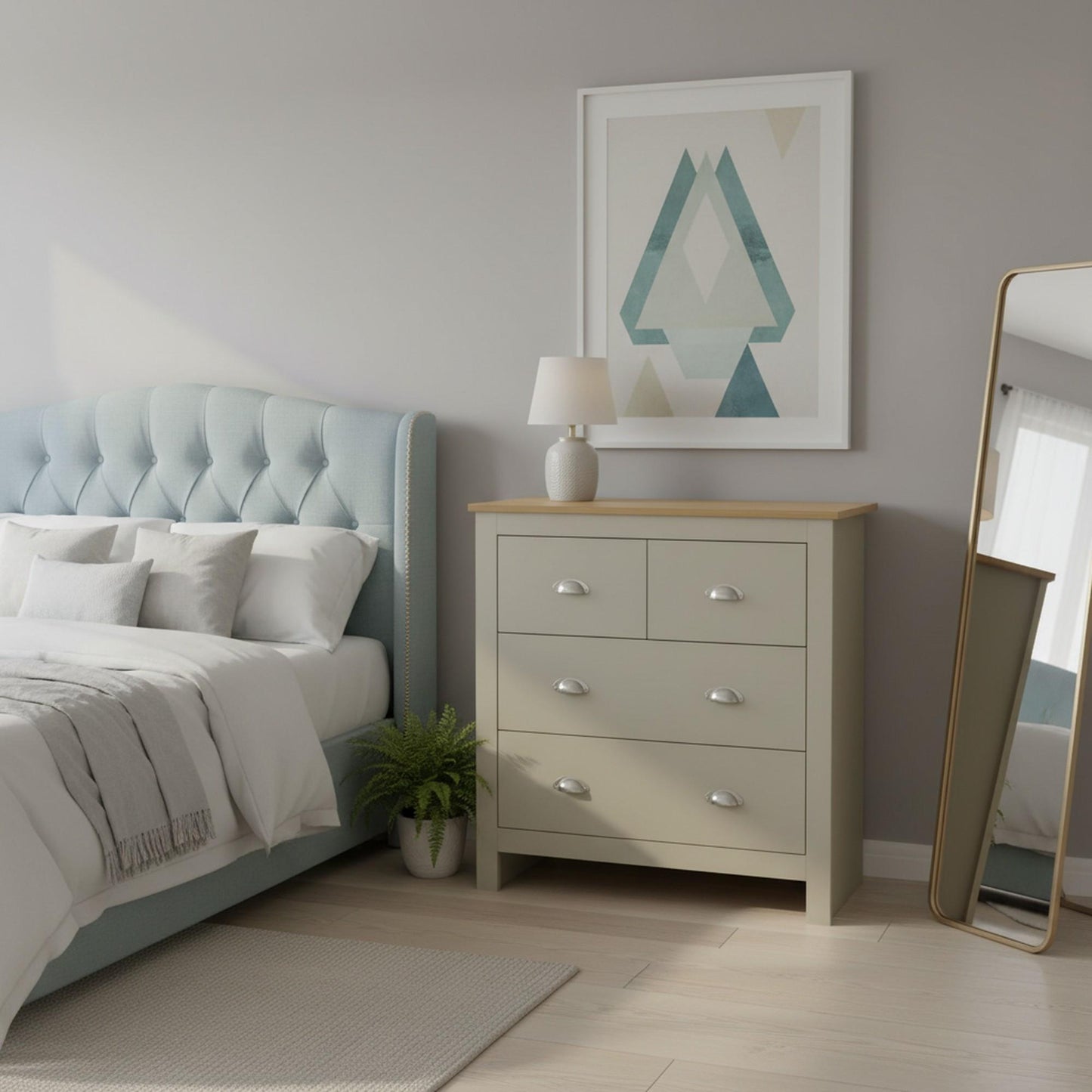 Modern Grey Storage, Melamine Finish - LANCASTER 4 Drawer Chest