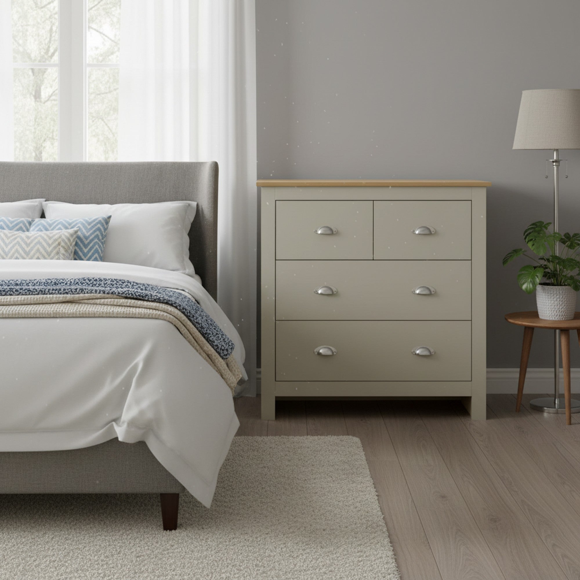 Modern Grey Storage, Melamine Finish - LANCASTER 4 Drawer Chest