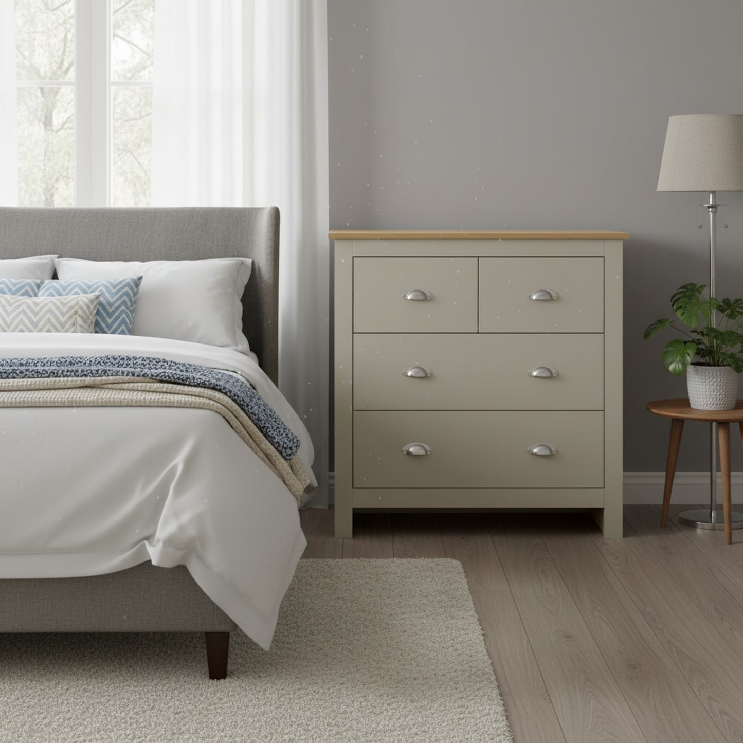 Modern Grey Storage, Melamine Finish - LANCASTER 4 Drawer Chest