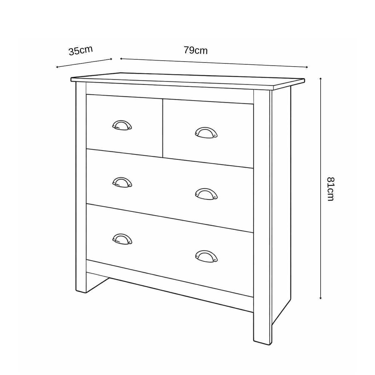 Modern Grey Storage, Melamine Finish - LANCASTER 4 Drawer Chest