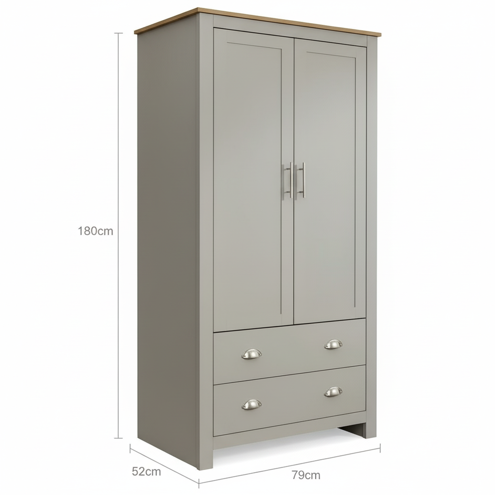 Modern Grey Storage, Melamine Finish - LANCASTER DOUBLE WARDROBE