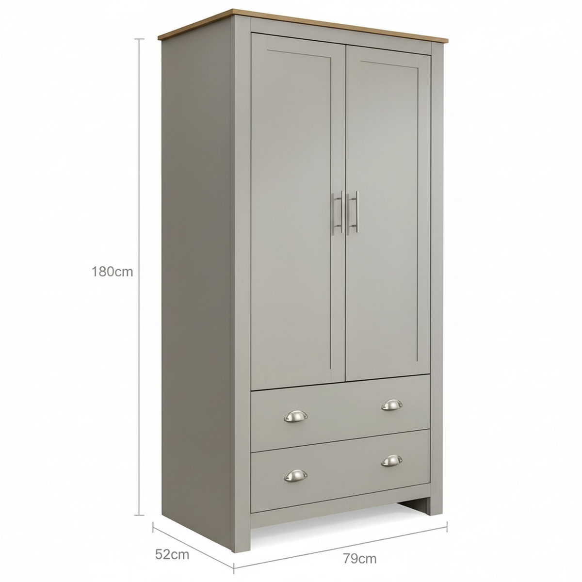 Modern Grey Storage, Melamine Finish - LANCASTER DOUBLE WARDROBE