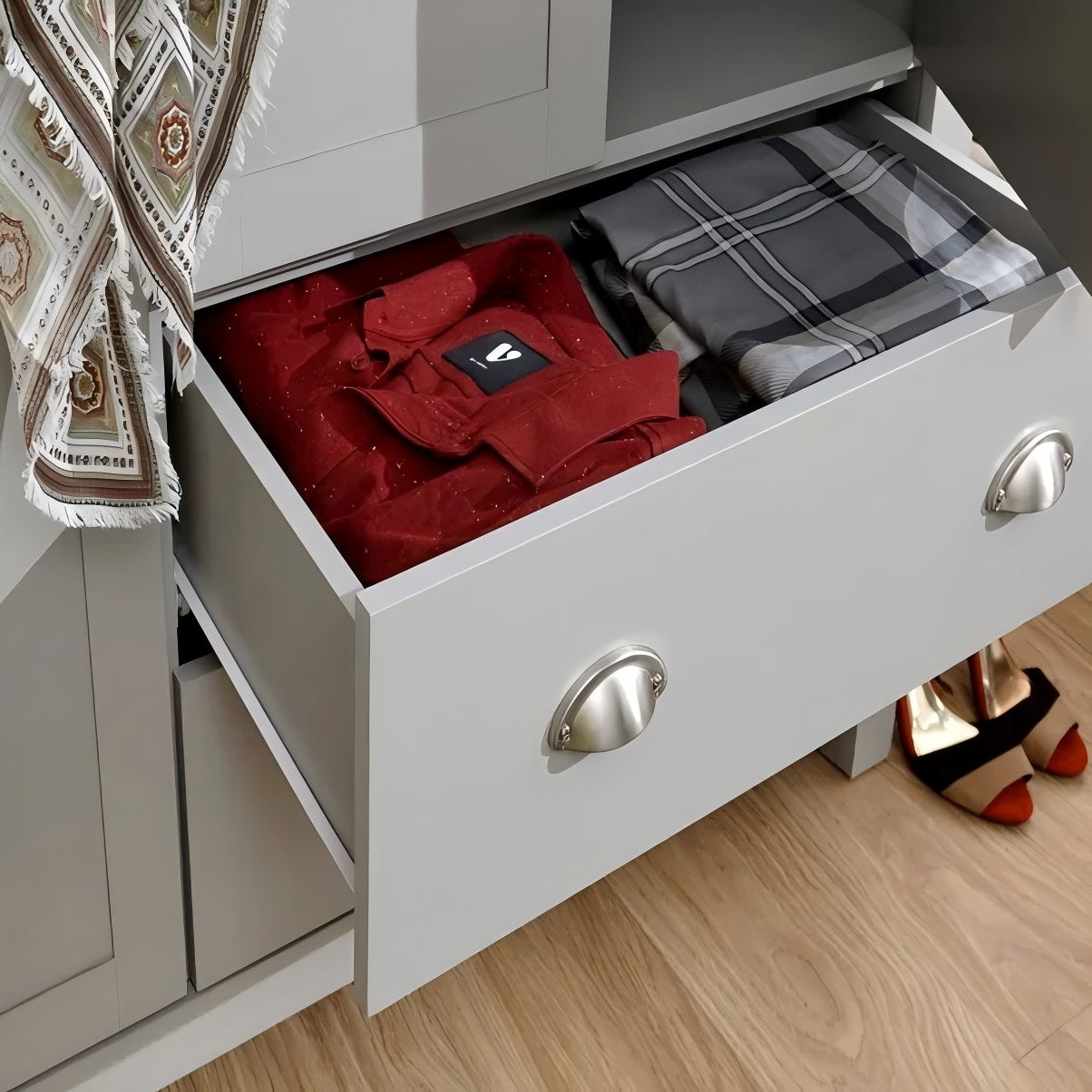 Modern Grey Storage, Melamine Finish - LANCASTER DOUBLE WARDROBE