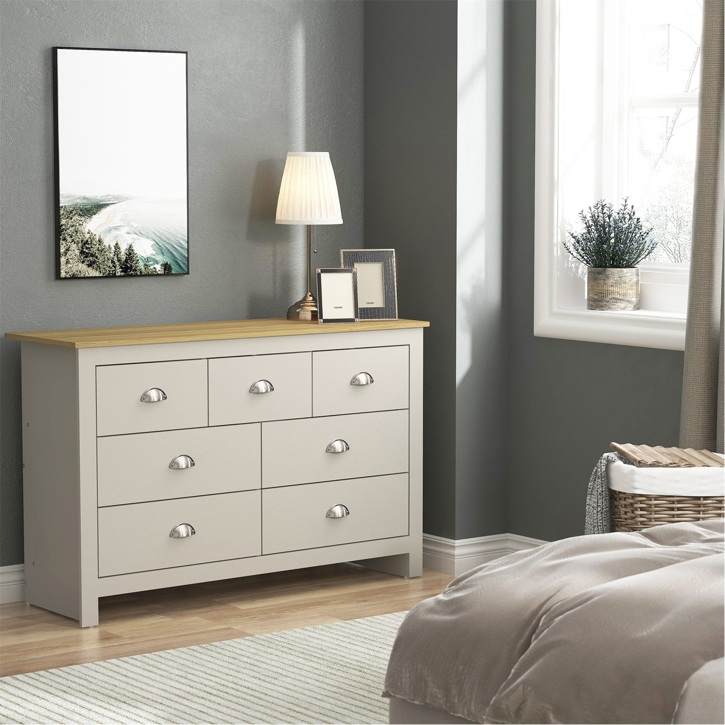 Modern Grey Storage, Particle Board Chest - LANCASTER MULTI CHEST GREY