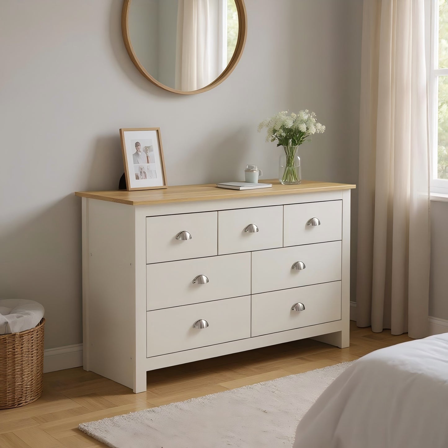 Modern Grey Storage, Particle Board Chest - LANCASTER MULTI CHEST GREY