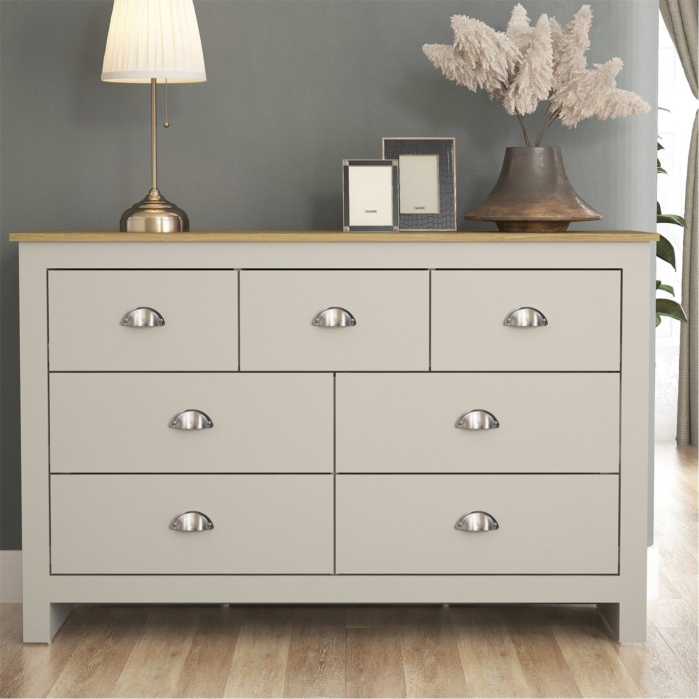 Modern Grey Storage, Particle Board Chest - LANCASTER MULTI CHEST GREY