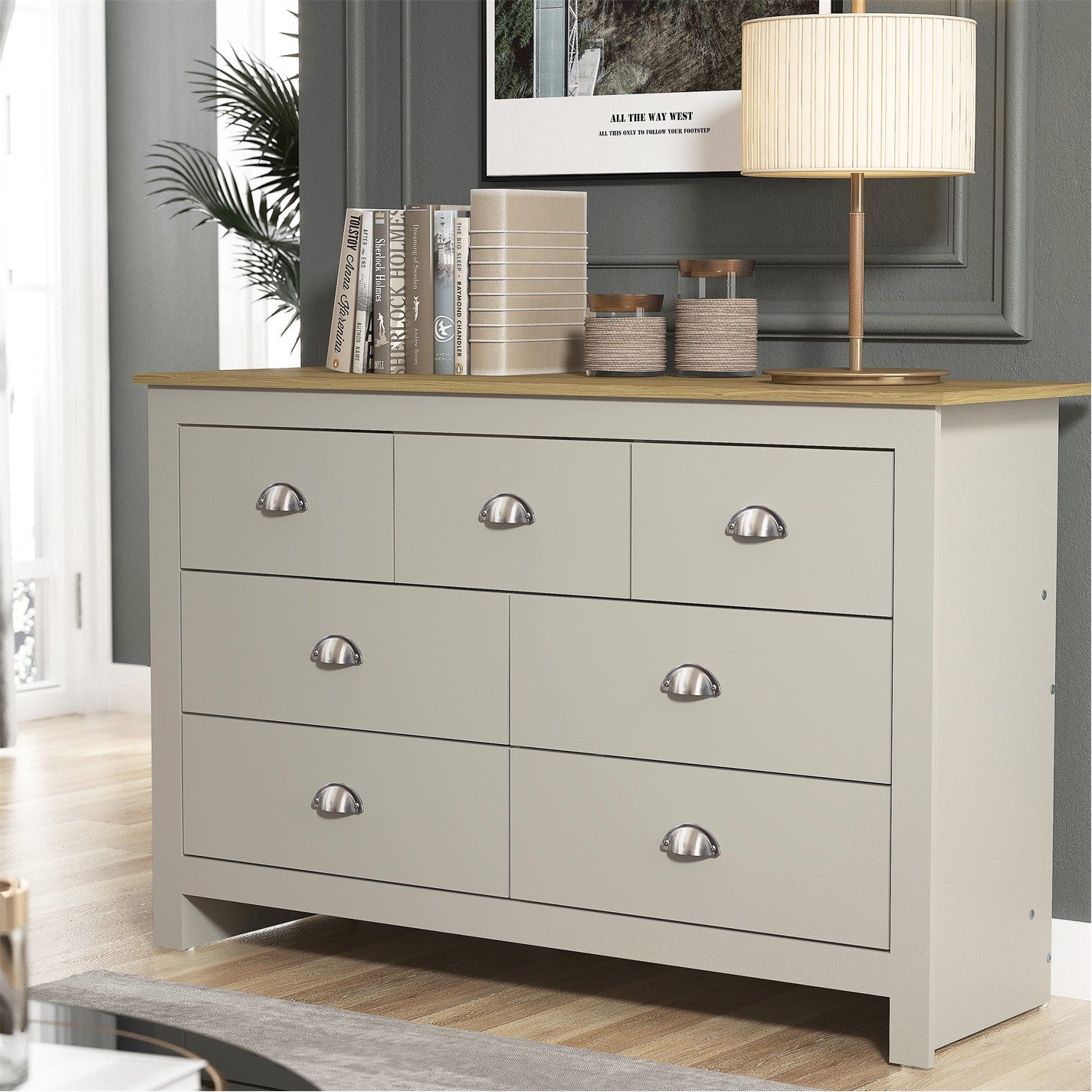 Modern Grey Storage, Particle Board Chest - LANCASTER MULTI CHEST GREY