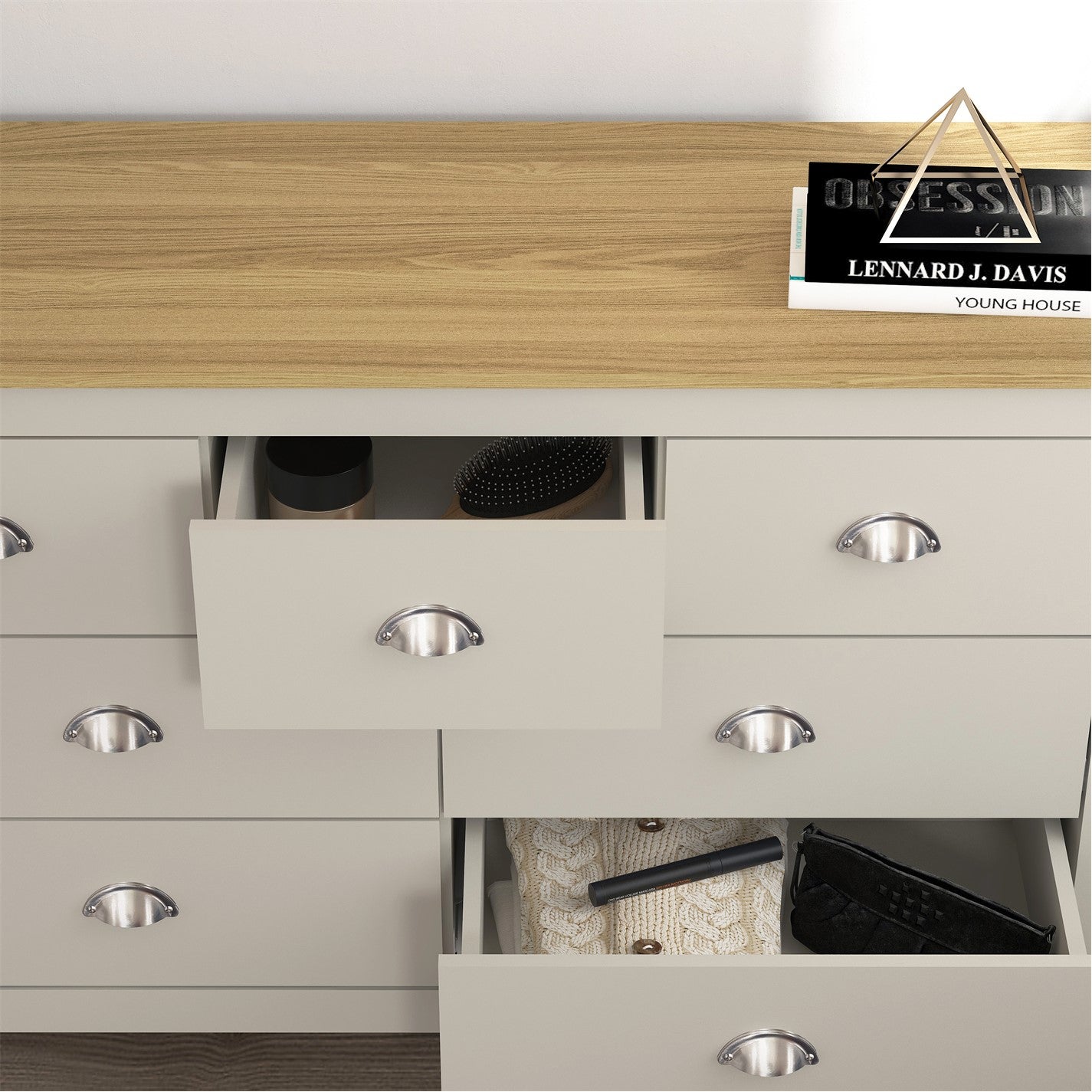 Modern Grey Storage, Particle Board Chest - LANCASTER MULTI CHEST GREY
