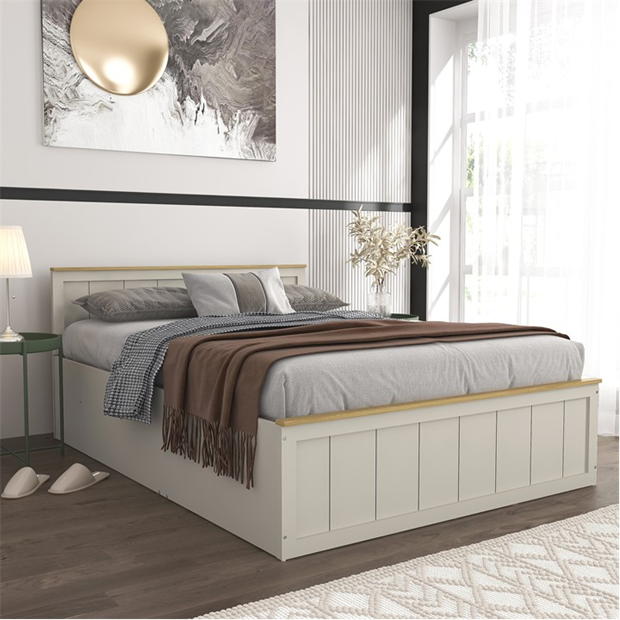 Modern Grey Ottoman, Particle Board Frame - LANCASTER Double Bed
