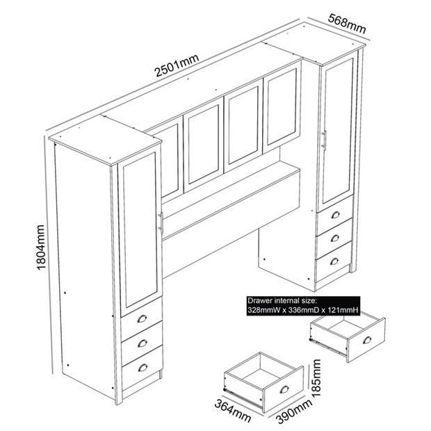 Modern Storage Cabinet, Particleboard & MDF - LANCASTER OVERBED STORAGE GREY