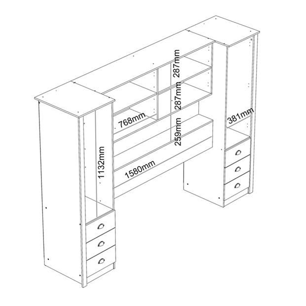 Modern Storage Cabinet, Particleboard & MDF - LANCASTER OVERBED STORAGE GREY