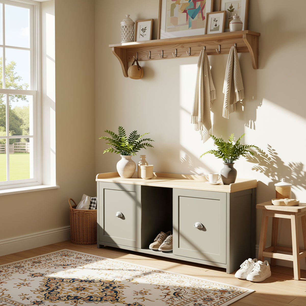 Modern Grey Melamine Shoe Bench - LANCASTER
