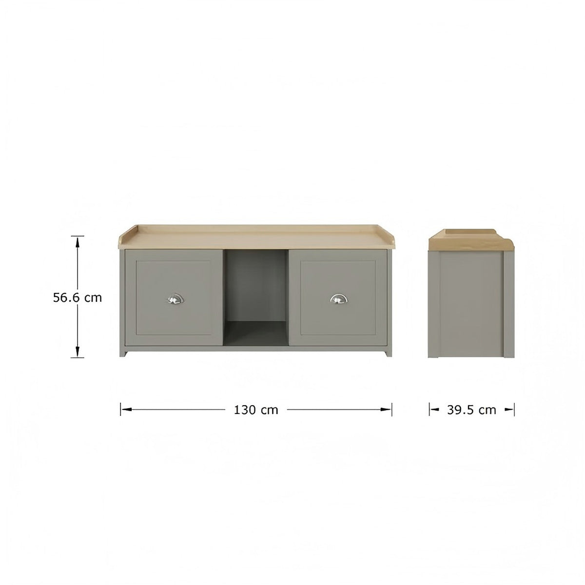 Modern Grey Melamine Shoe Bench - LANCASTER