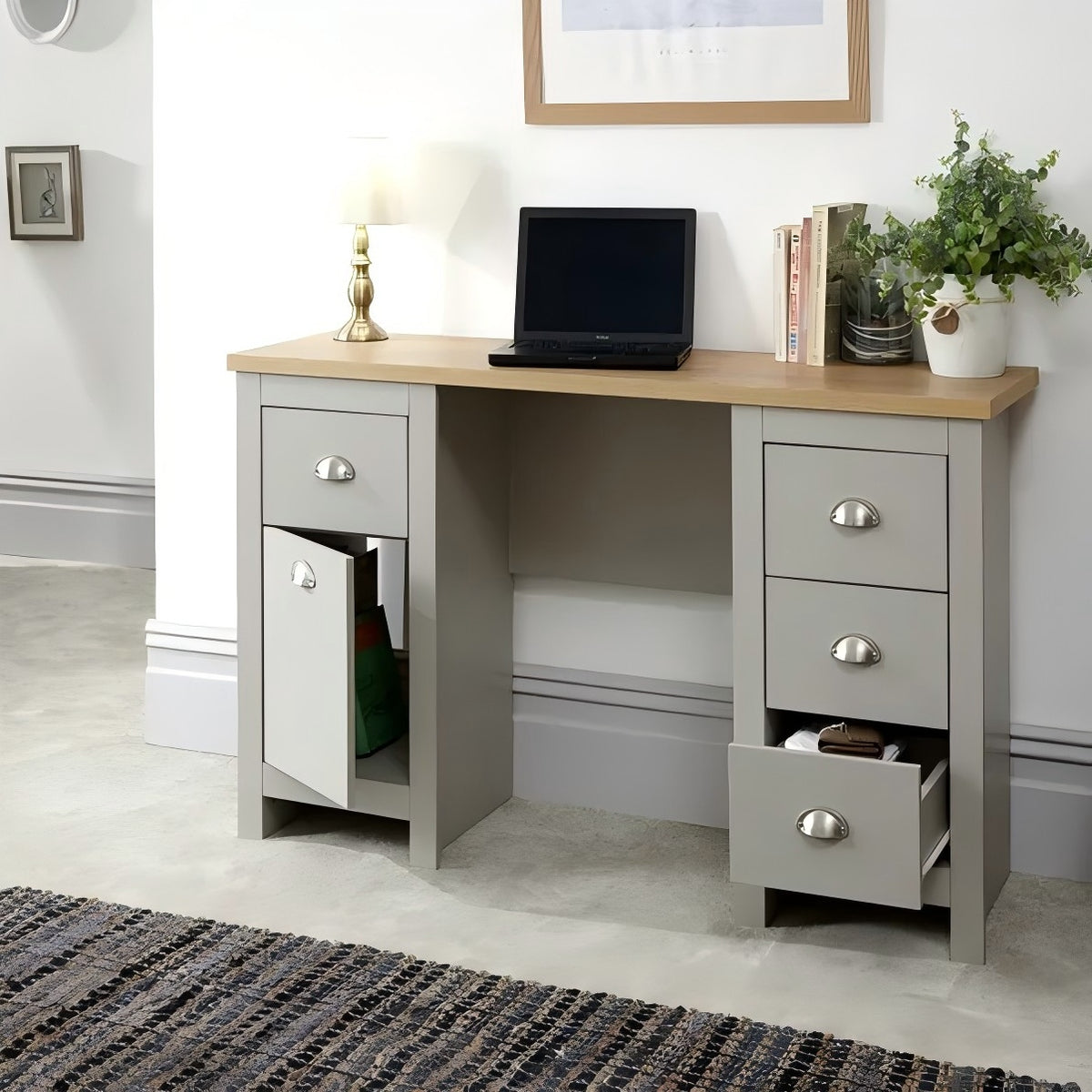 Modern Grey Melamine Study Table - LANCASTER STUDY DESK