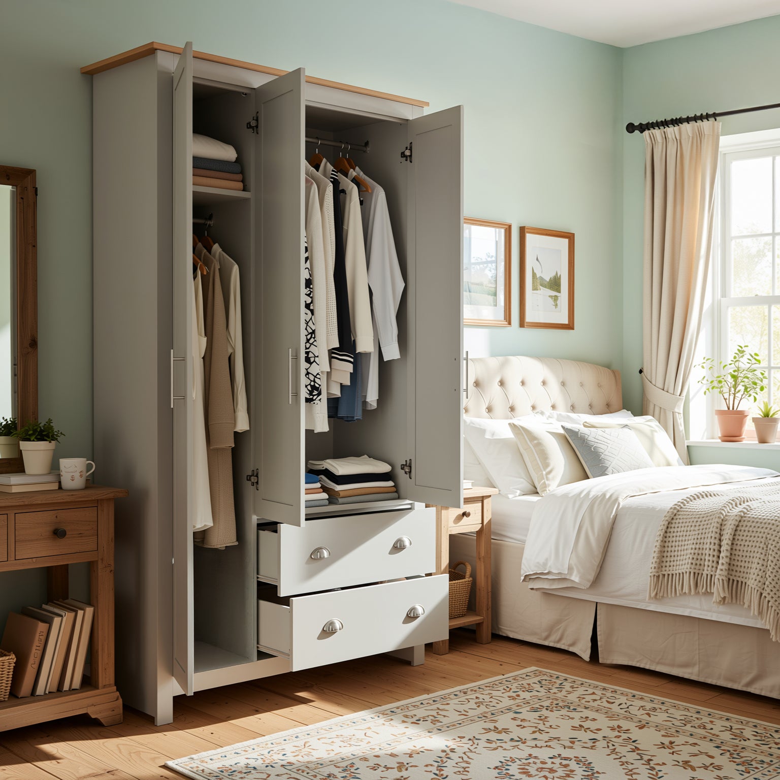 Modern Grey Storage, Melamine Finish - LANCASTER TRIPLE WARDROBE