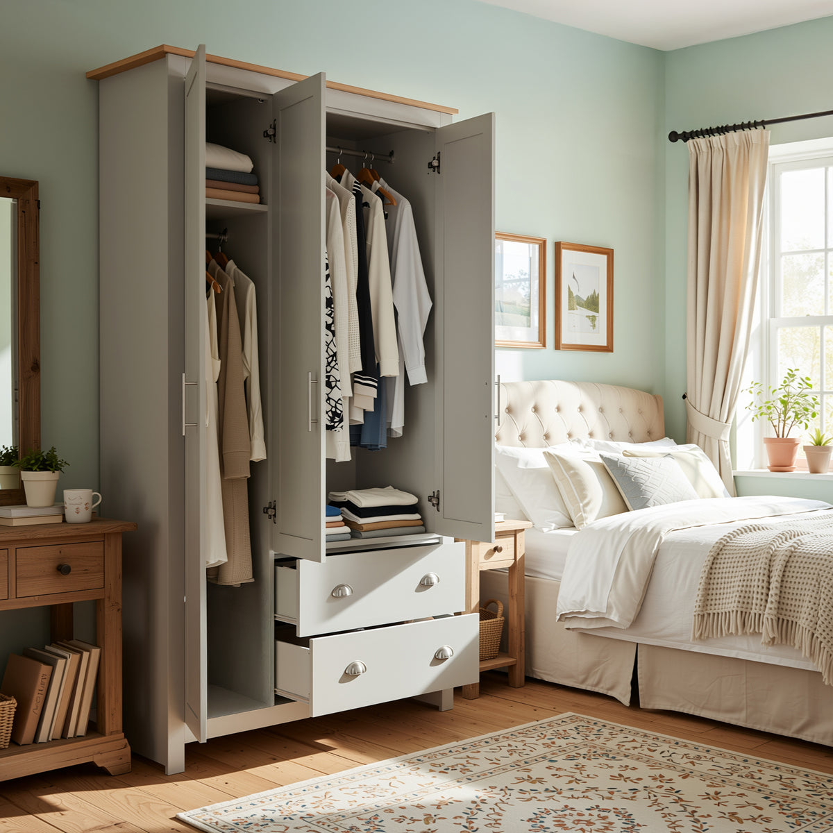 Modern Grey Storage, Melamine Finish - LANCASTER TRIPLE WARDROBE