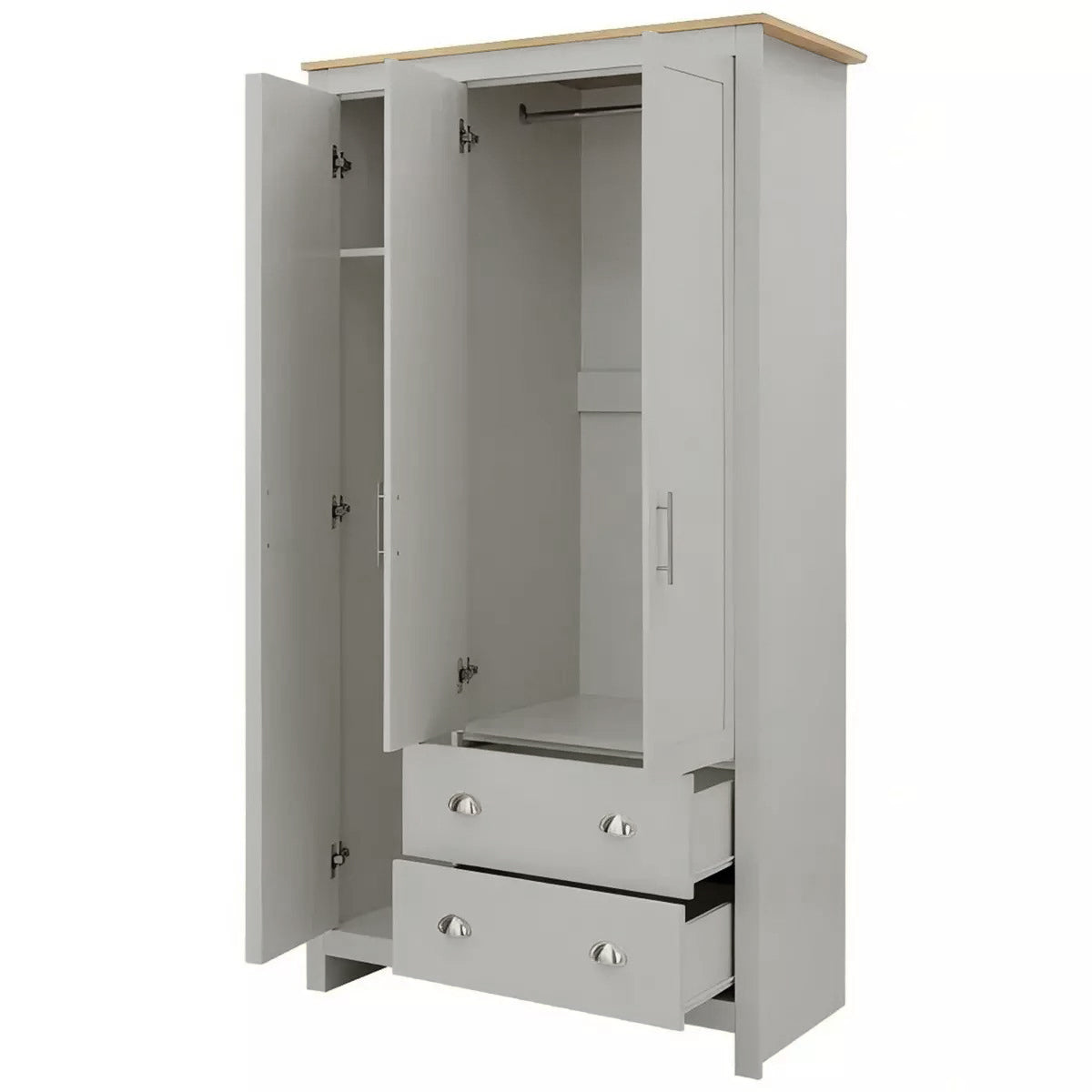 Modern Grey Storage, Melamine Finish - LANCASTER TRIPLE WARDROBE