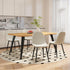 Modern Beige Fabric Dining Chair – Black Metal Leg