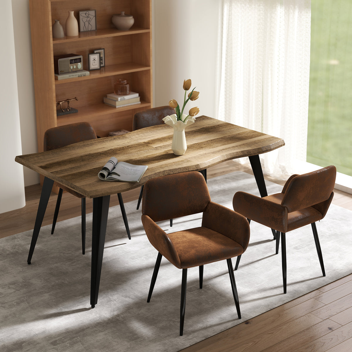 Modern Suede Dining Chair, Brown Fabric - MAYFAIR SUEDE BROWN FR