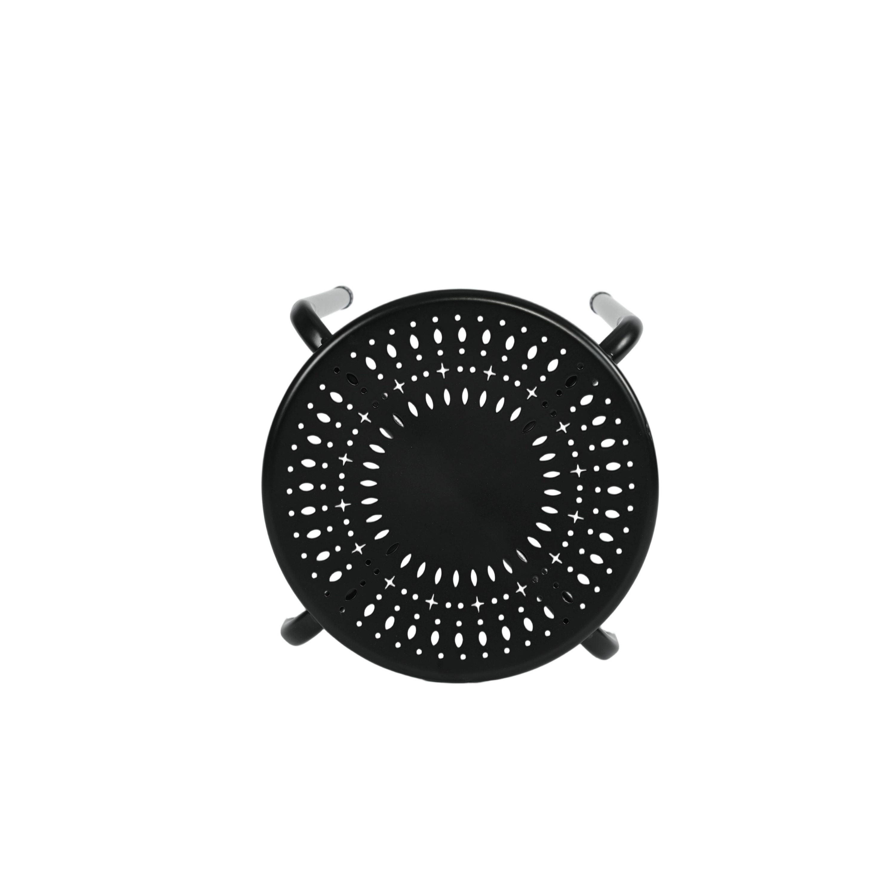 Modern Black Metal Stool, Powder Coated Finish - LEMON DRIPS BLACK