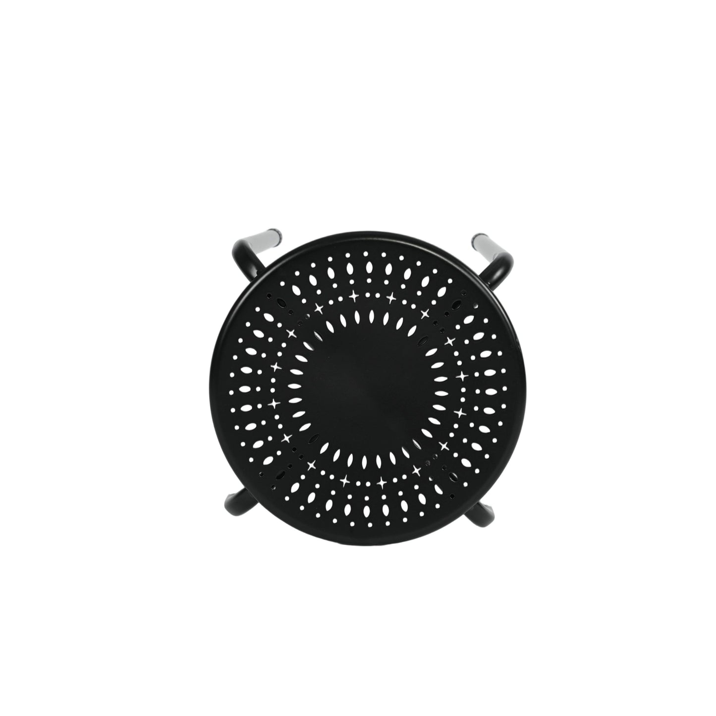 Modern Black Metal Stool, Powder Coated Finish - LEMON DRIPS BLACK