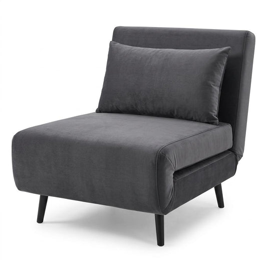 Modern Velvet Sofa, Grey Iron Legs - LENA CB GREY