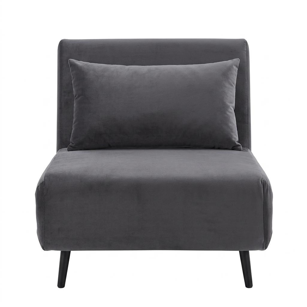 Modern Velvet Sofa, Grey Iron Legs - LENA CB GREY