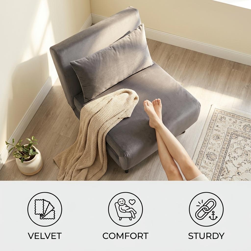 Modern Velvet Sofa, Grey Iron Legs - LENA CB GREY