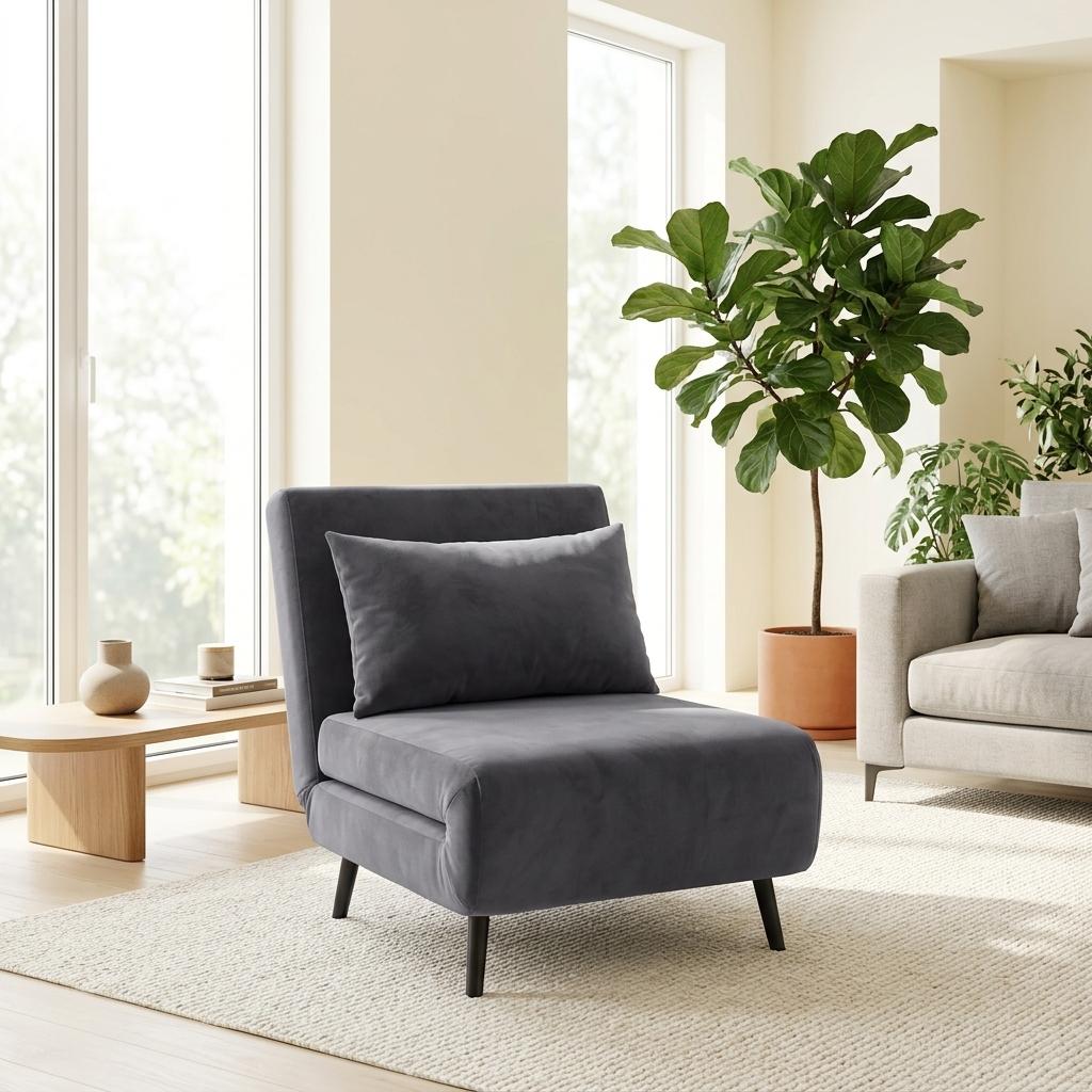 Modern Velvet Sofa, Grey Iron Legs - LENA CB GREY