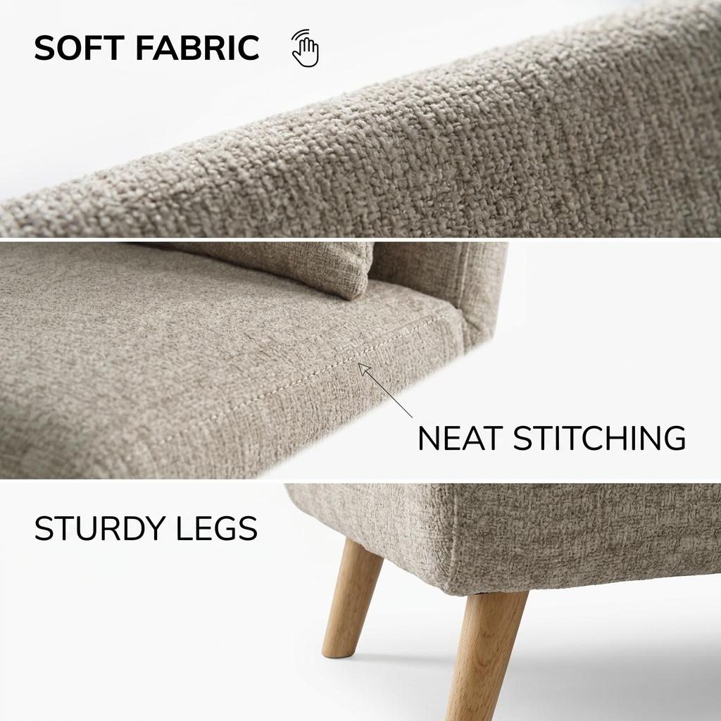 Modern Velvet Sofa, Oak Legs - LENA CB NATURAL