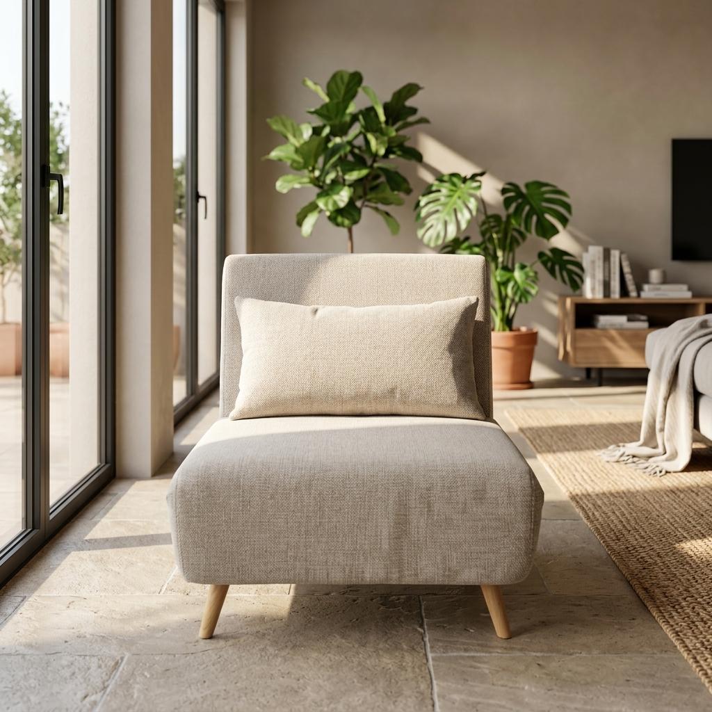 Modern Velvet Sofa, Oak Legs - LENA CB NATURAL
