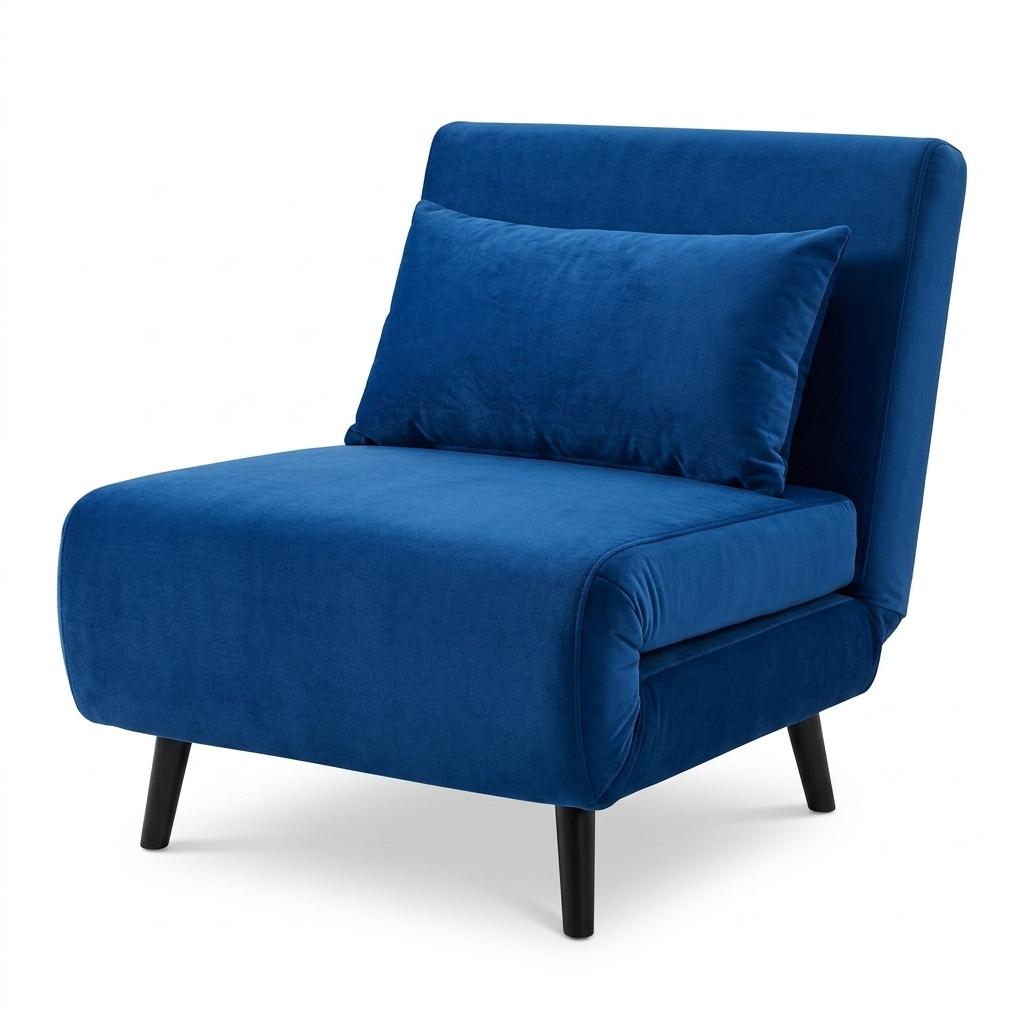 Modern Velvet Sofa Bed, Navy Blue Iron Legs - LENA CB NAVY