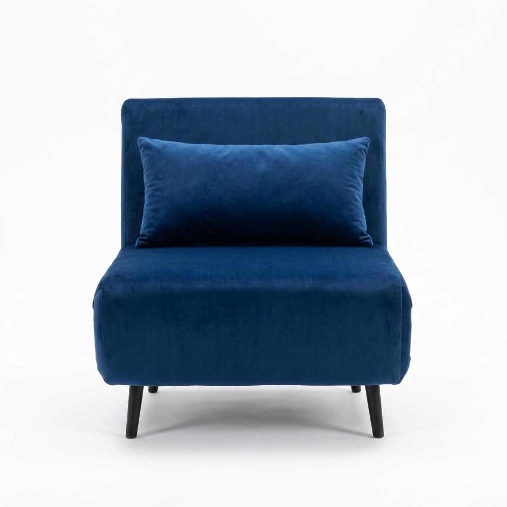 Modern Velvet Sofa Bed, Navy Blue Iron Legs - LENA CB NAVY