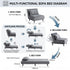 Modern Velvet Sofa, Grey Iron Legs - LENA CB GREY