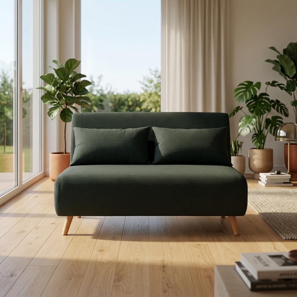 Modern Velvet Green, Rubberwood Legs - LENA SOFAB GREEN